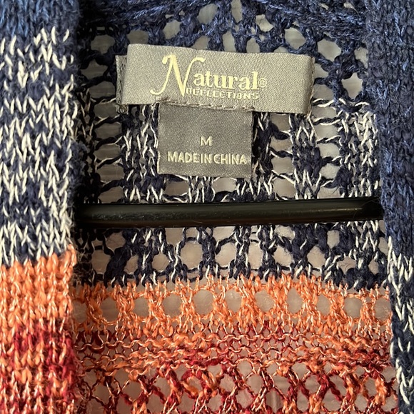 NWOT Natural Reflections wide striped knit waterfall Cardigan size Medium - Picture 7 of 16